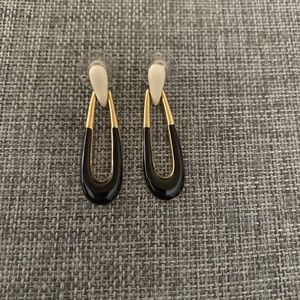 Black and gold dangle earrings